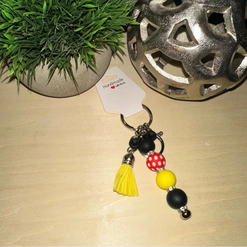 Mickey Mouse‎ Silicone Keychain with Yellow Tassel
